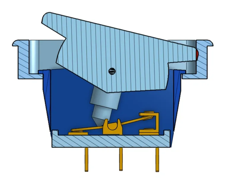 3D CAD study of a replacement Clear Hooters switch mechanism, view 4
