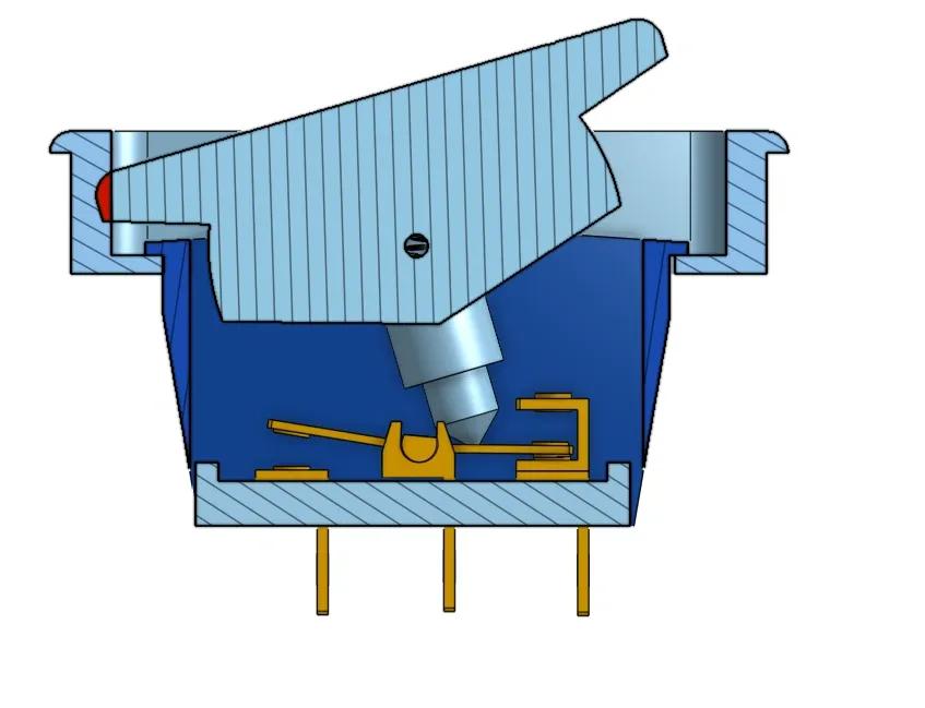3D CAD study of a replacement Clear Hooters switch mechanism, view 3