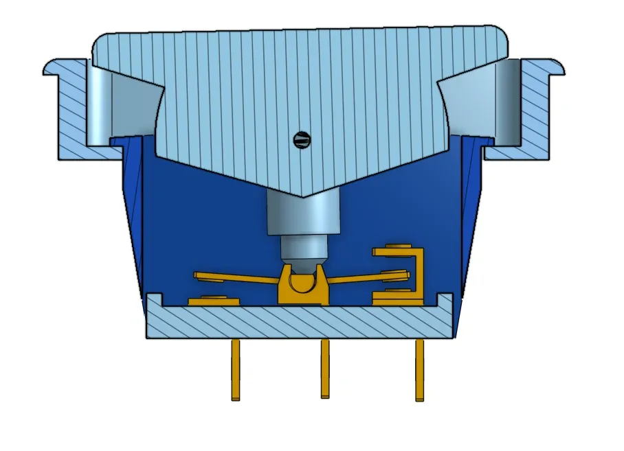 3D CAD study of a replacement Clear Hooters switch mechanism, view 2
