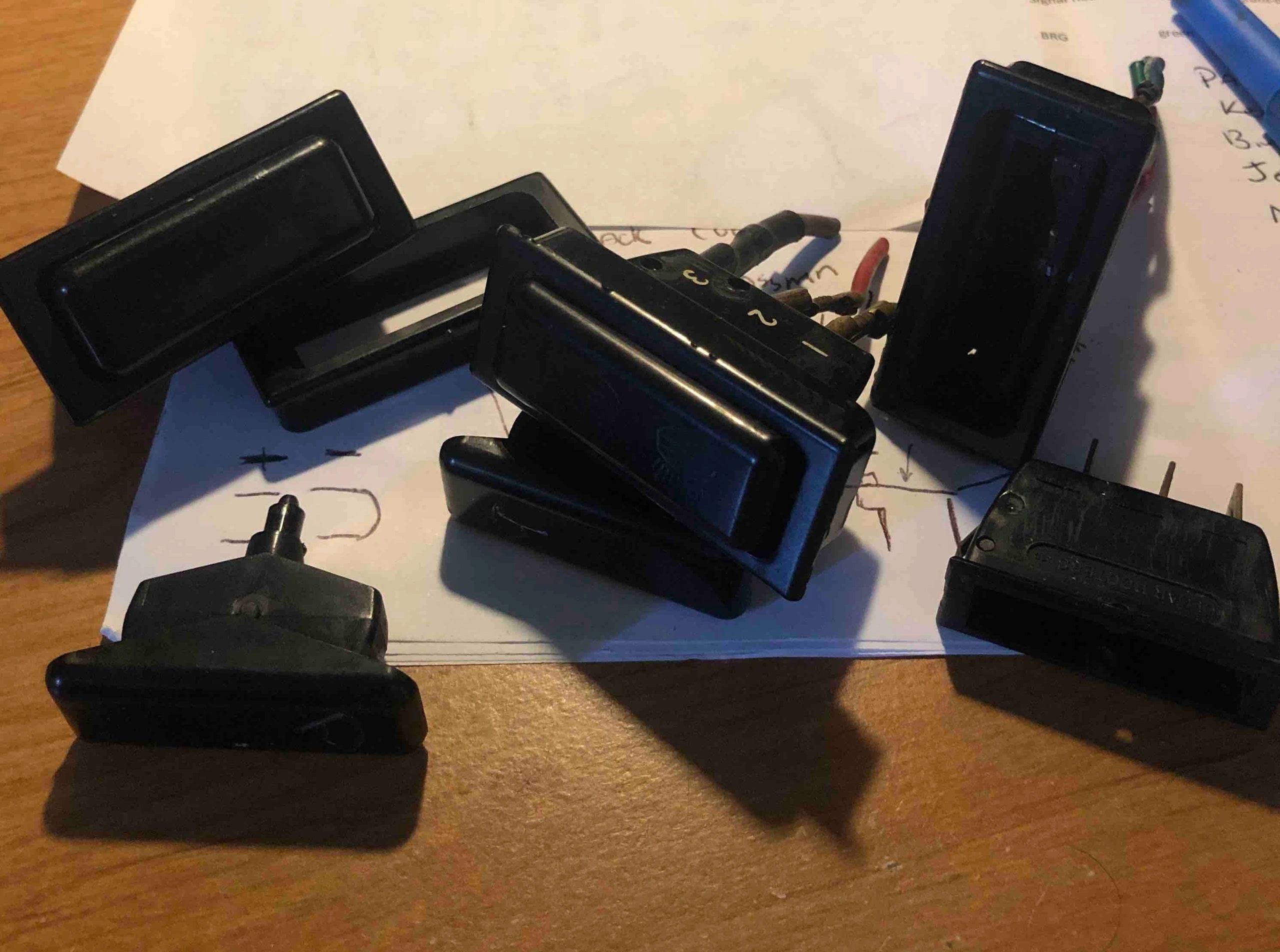 A pile of failed original Clear Hooters switches