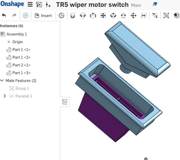 CAD drawing of the original Clear Hooters switch
